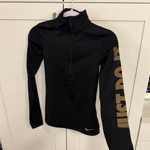 Nike Black Quarter-Zip Top with Gold Lettering